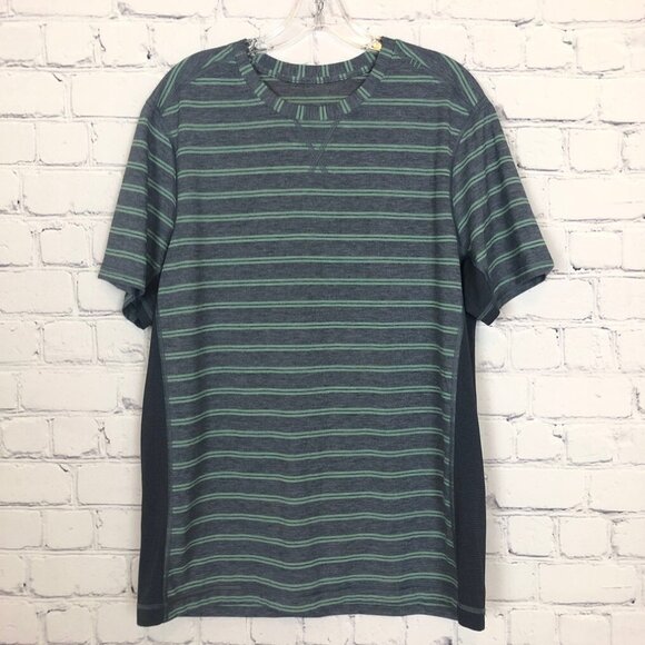 Lululemon T.H.E. Crew Double Dip Stripe Heathered Inkwell Vintage Green - Picture 1 of 4